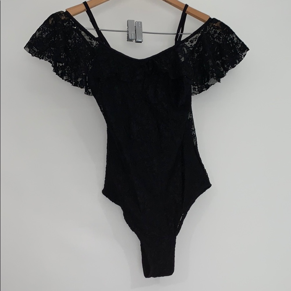 Blue Life Black Lace One Piece Swimsuit Z38-48